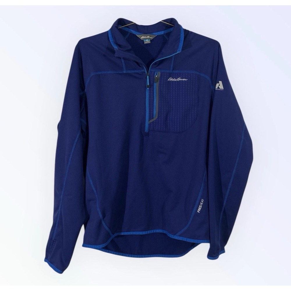 Eddie Bauer High Route Grid Fleece Jacket‎ Men's Size MEDIUM Half Zip Night Sky